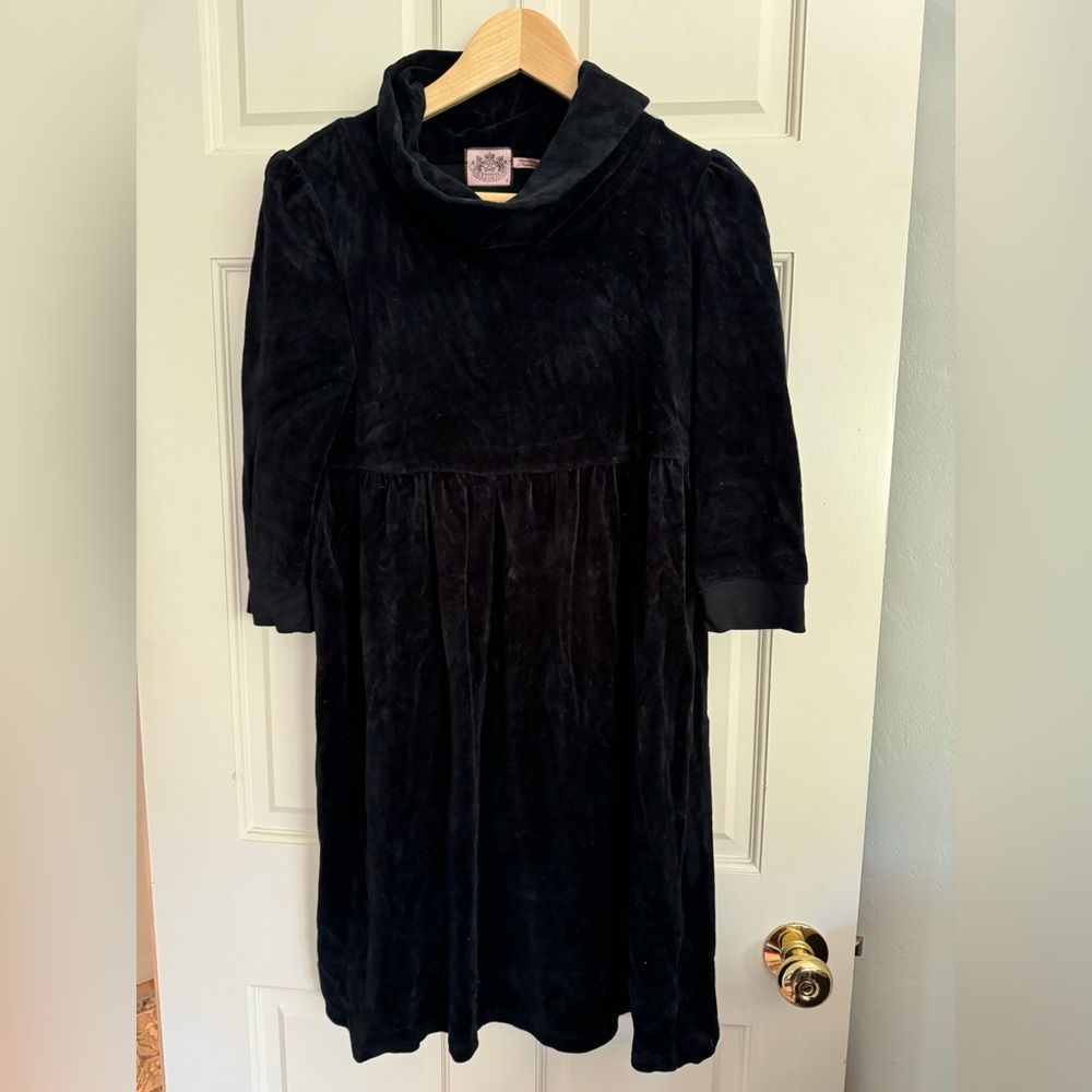 Vintage Juicy Couture black Velour babydoll dress - size s